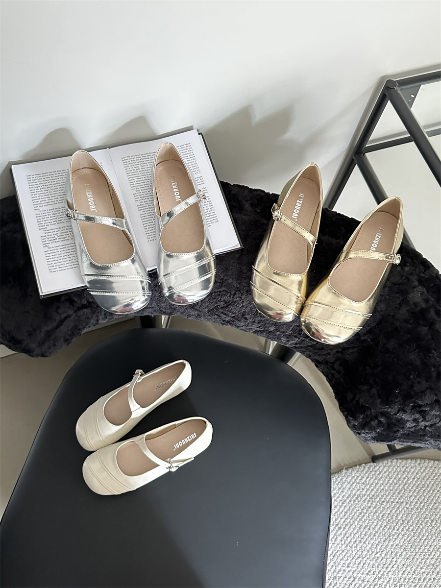 French Retro Round Toe Mary Jane Shoes with One-Strap Buckle Flat Casual Women's Shoes 2024