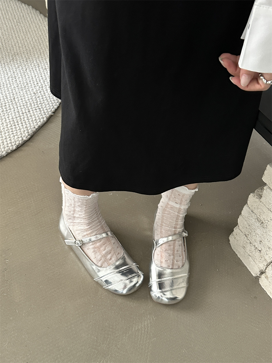 French Retro Round Toe Mary Jane Shoes with One-Strap Buckle Flat Casual Women's Shoes 2024