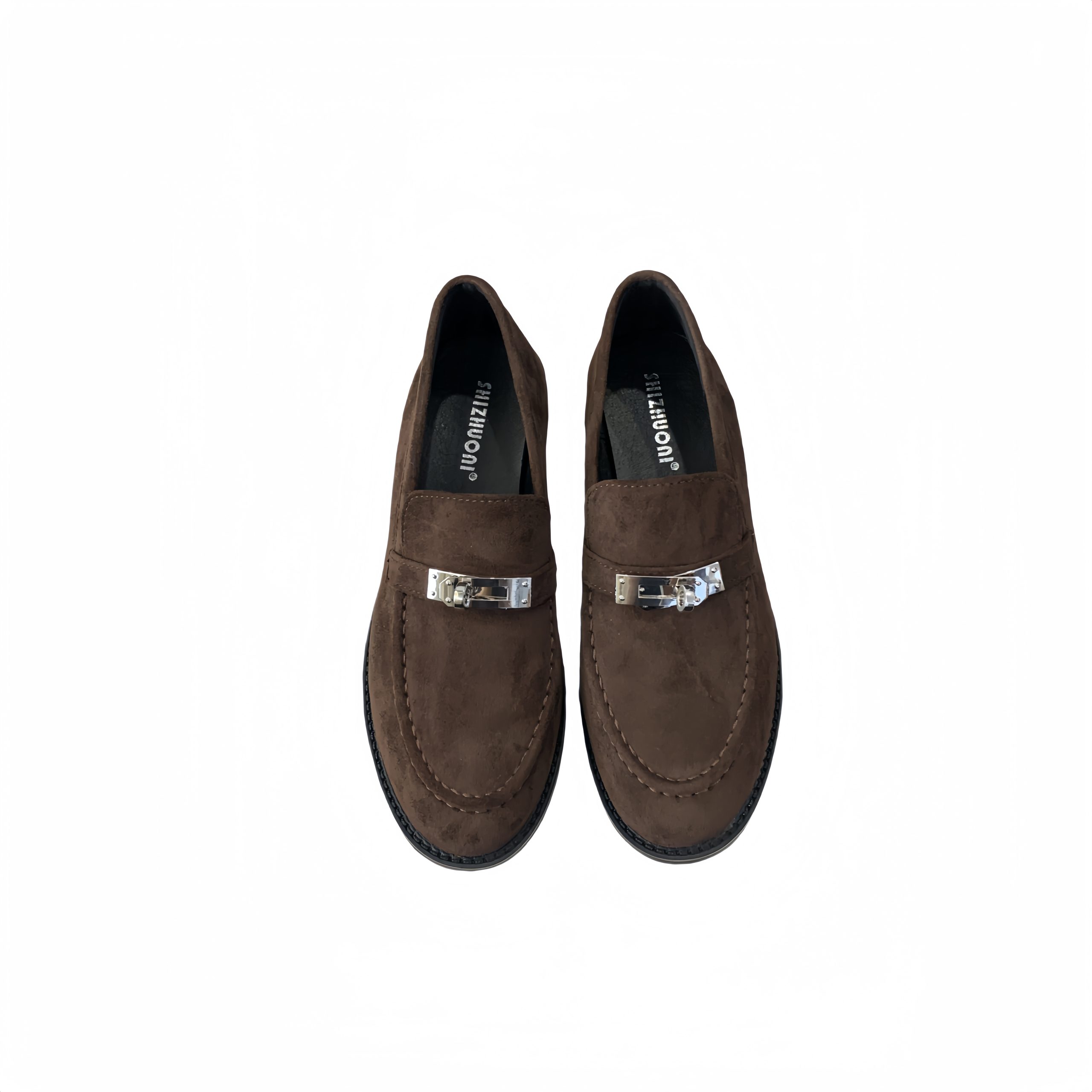 1725353680423_612929.jpg 2024 Autumn Winter Kelly Buckle British Retro Suede Slip-On Commuter Shoes for Women