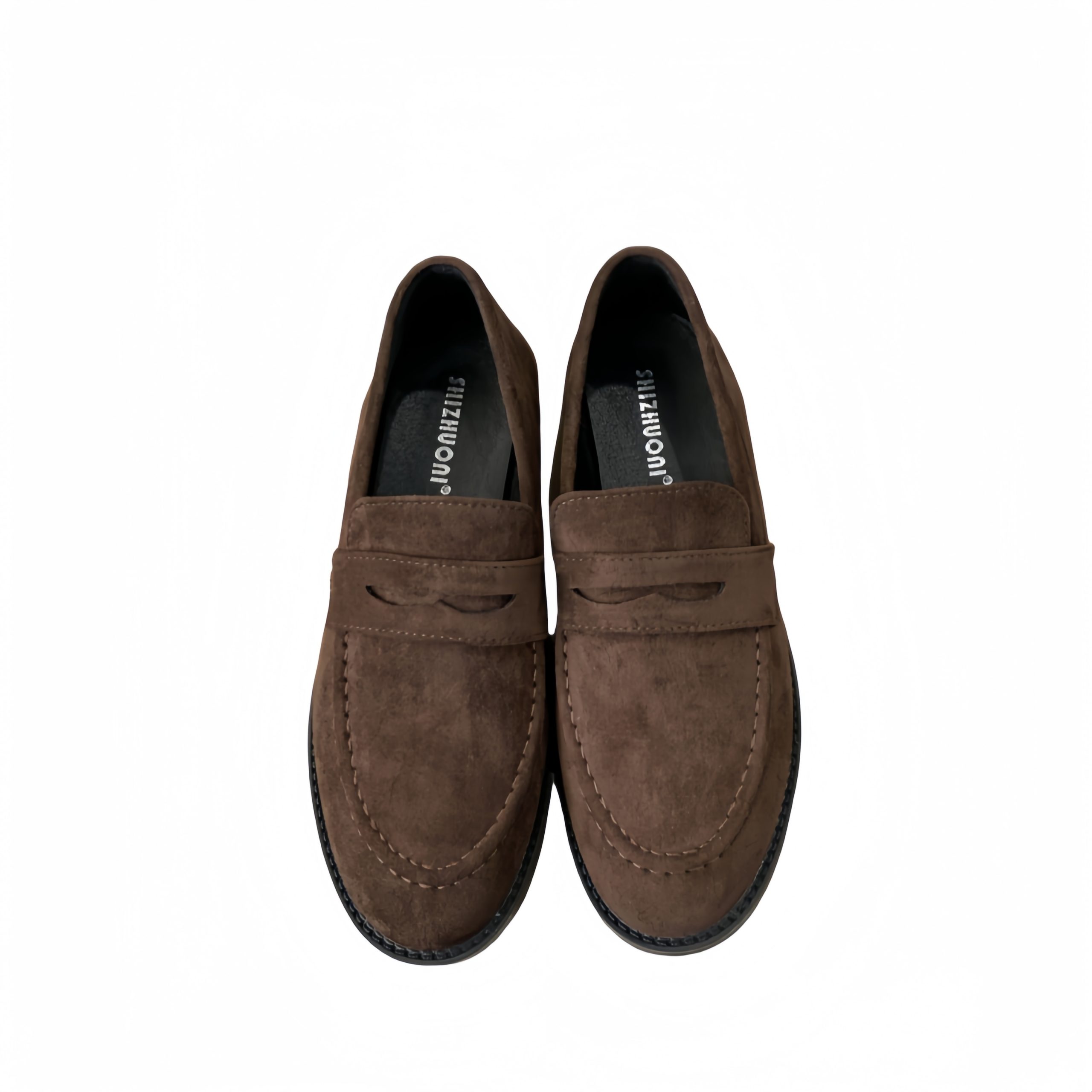 British Style Fashion Low Heel Loafers Women's Deep Mouth Round Toe Suede Casual Shoes