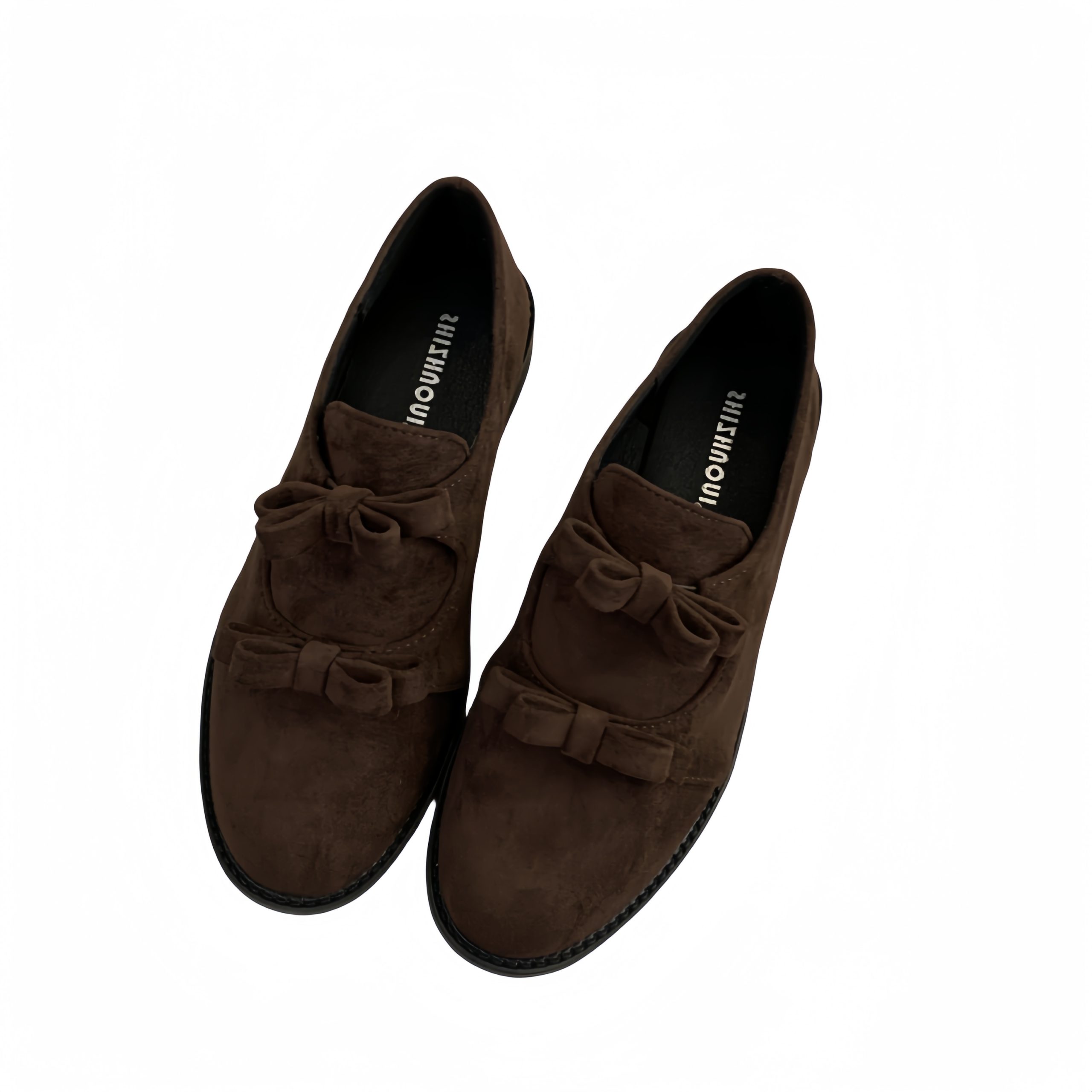 2024 New French Round Toe Bow Suede Flat Ballet Shoes for Women Fashion Versatile Slip-on