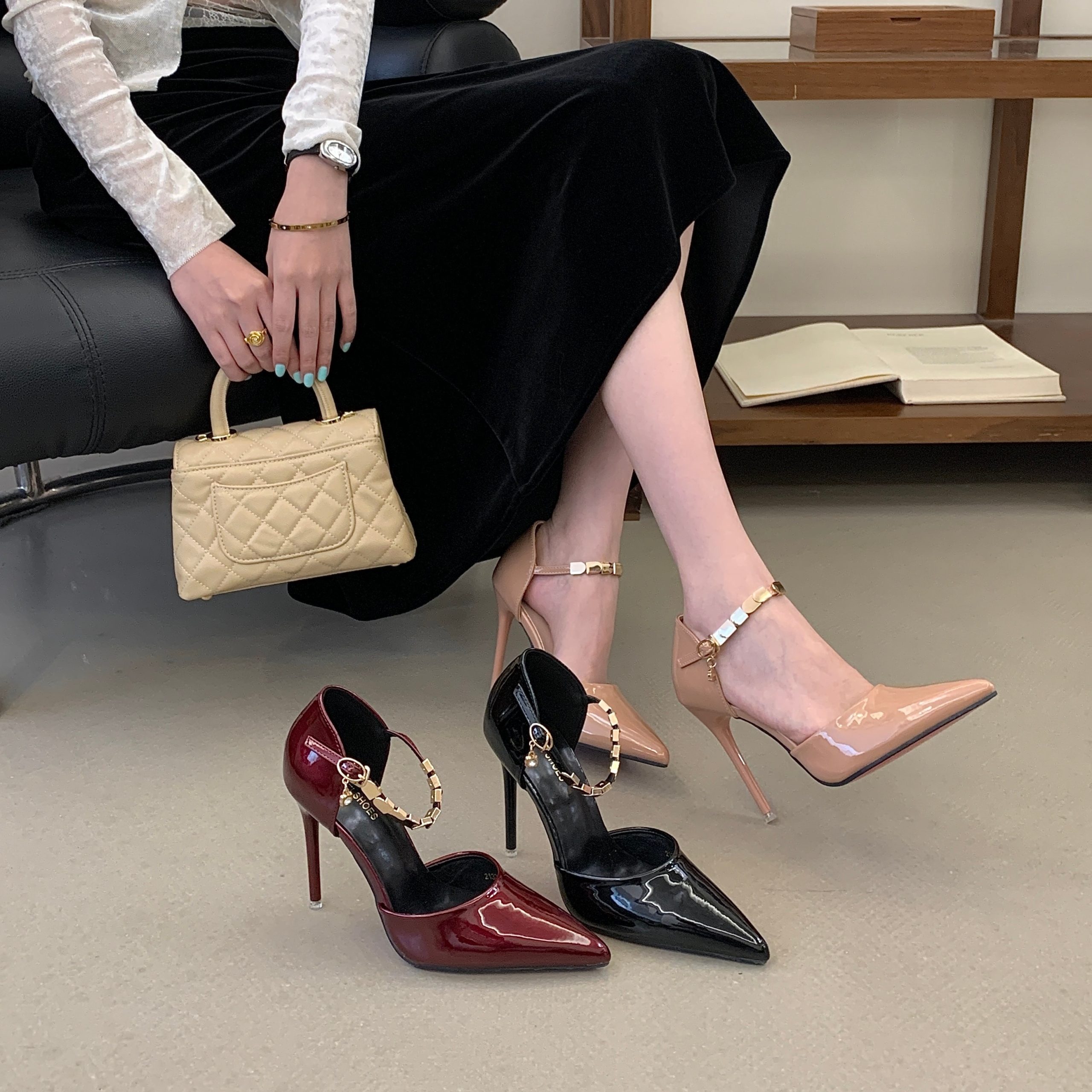 Kayina Women's Pointed Toe Stiletto Heels with Ankle Strap Buckle 2026 Summer New Sexy Shoes