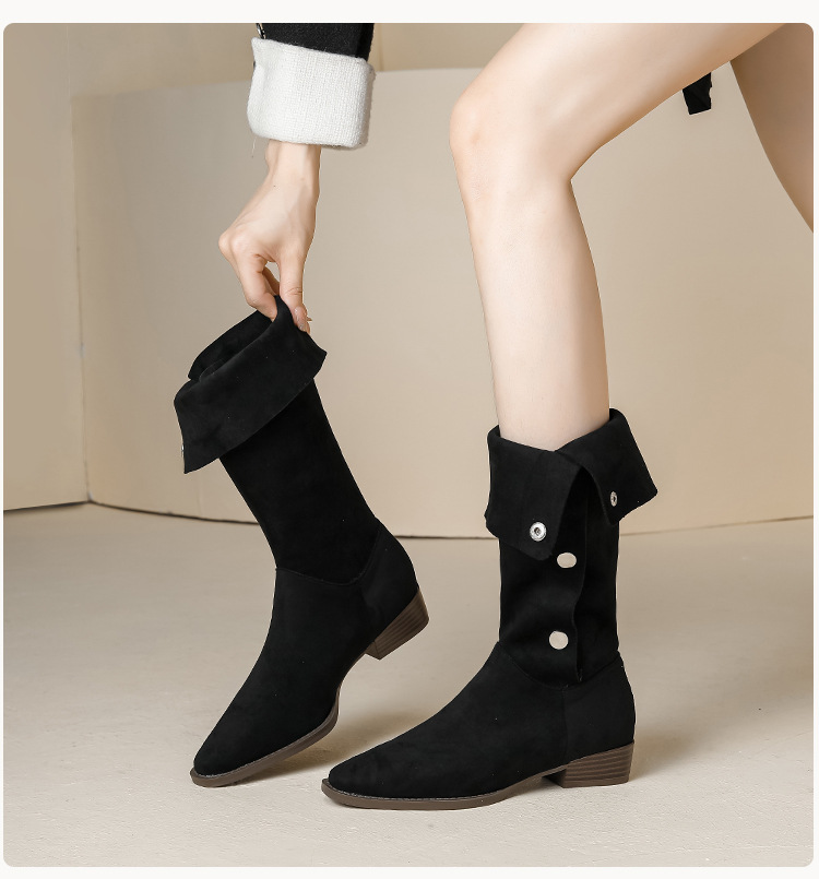 2023-trending-western-cowboy-boots-for-women-square-toe-folded-stacked-boots-retro-side-buckle-riding-boots_2 2023 Trending Western Cowboy Boots for Women Square Toe Folded Stacked Boots Retro Side Buckle Riding Boots