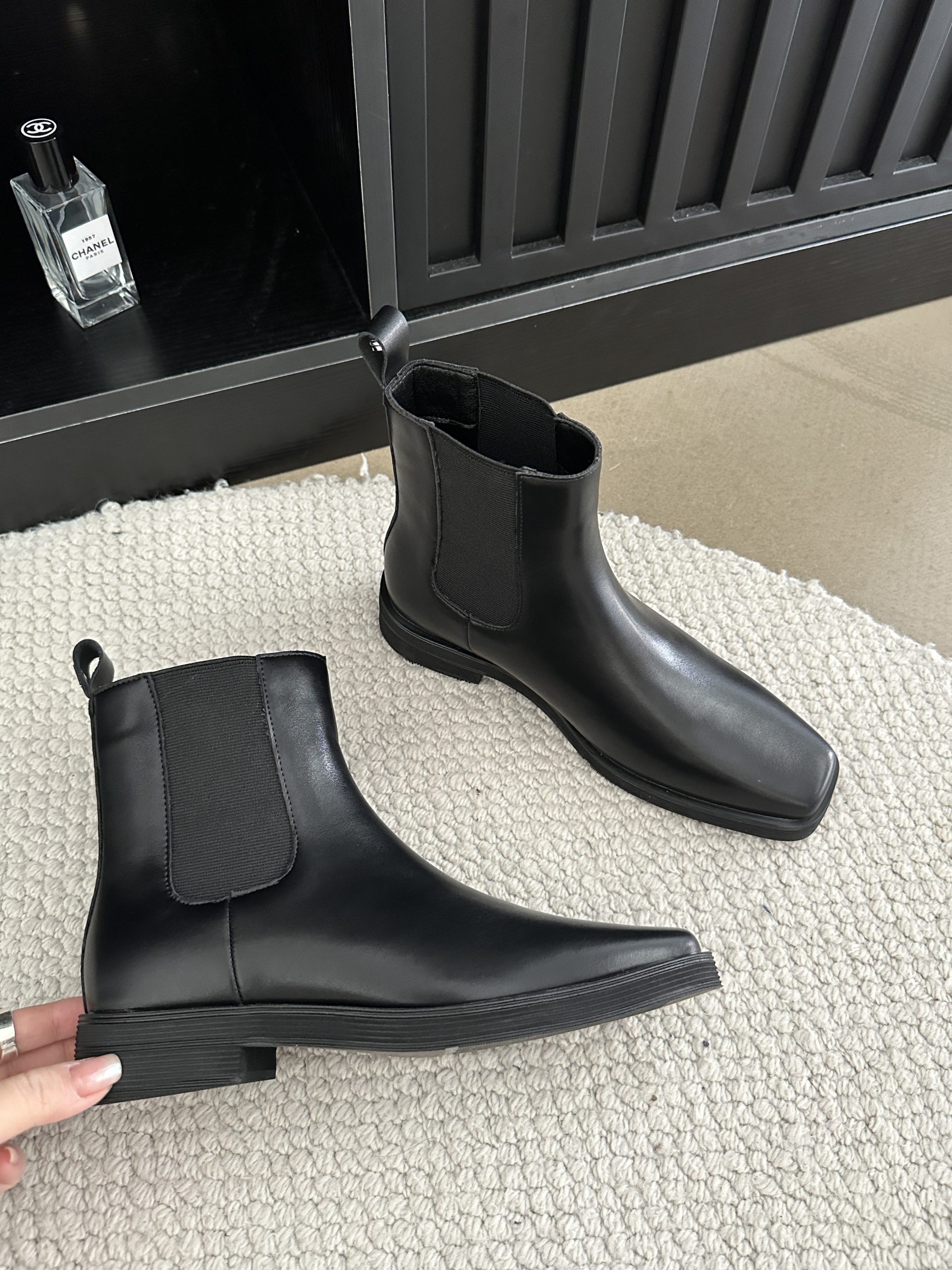 2024 Autumn Winter New British Style Square Toe Chelsea Boots Chunky Heel Thick Sole PU Leather Short Boots for Women