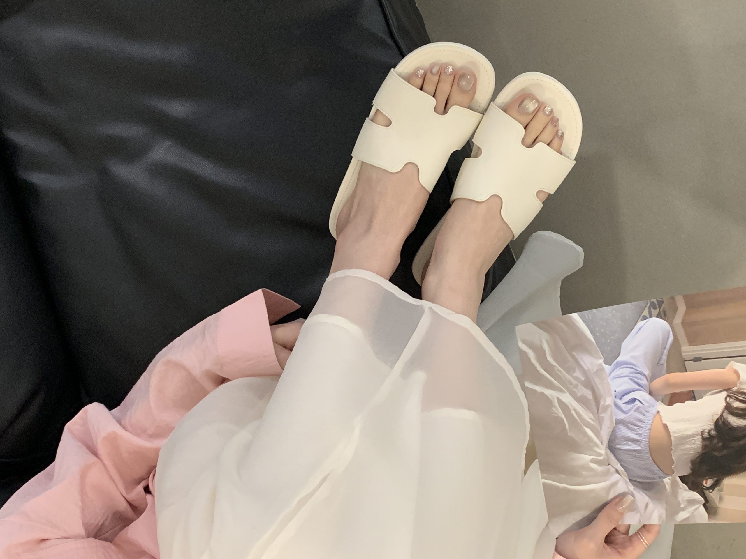 Designer Flat Silver Slippers for Women Summer Beach Sandals Casual Shoes
