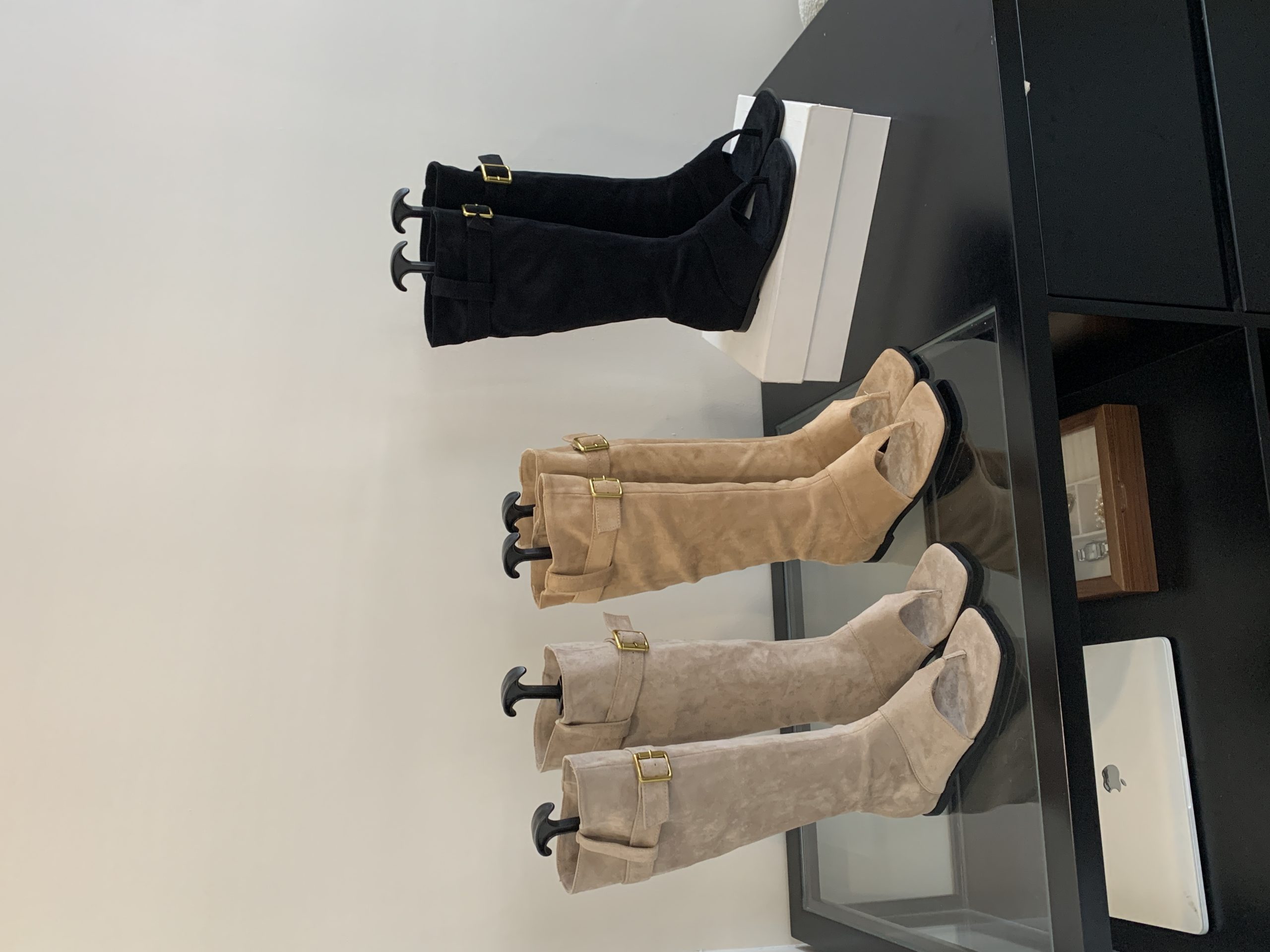 New Retro Western Cowboy Style Elevated Suede High Boot Tube Hot Girl Flip Flop Toe Simple Flat Cool Boots