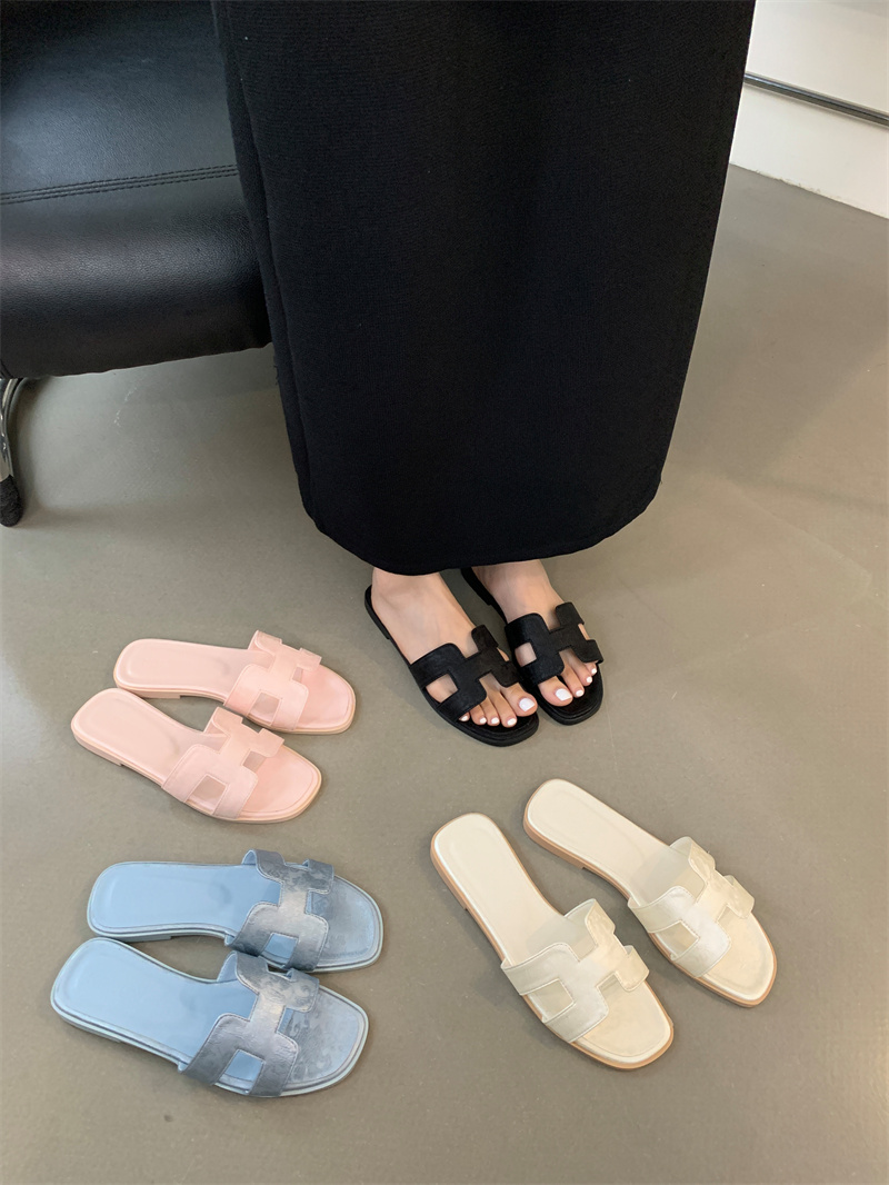 Women's 2025 Summer Flat Beach Slippers H-Shaped Casual Sandals Non-Slip
