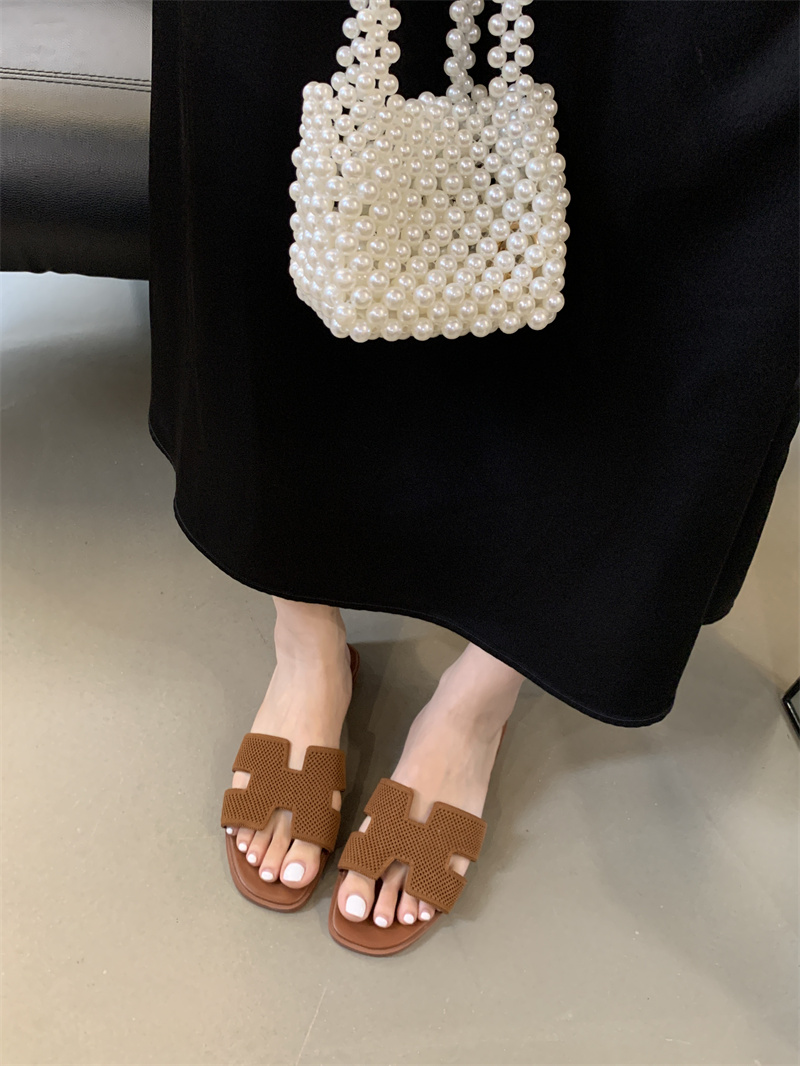 Women's 2025 Summer Flat Beach Slippers H-Shaped Korean Style Casual Sandals