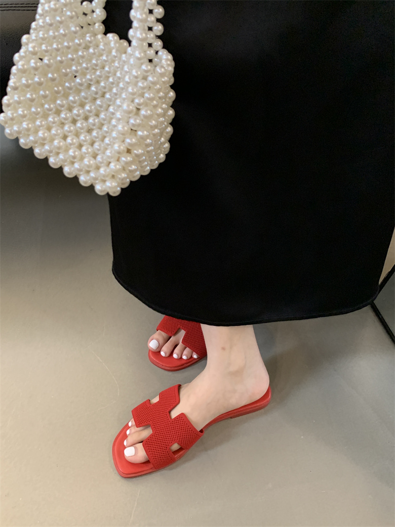 Women's 2025 Summer Flat Beach Slippers H-Shaped Korean Style Casual Sandals